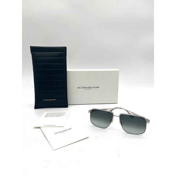 VICTORIA BECKHAM NEW Coin-Edge Navigator Sunglasses, Full Inclusion, Silver main image 12